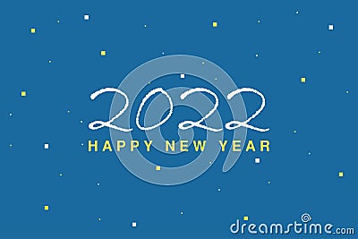 2022 Happy New Year greetings typography card design. Blue conceptual background Vector Illustration